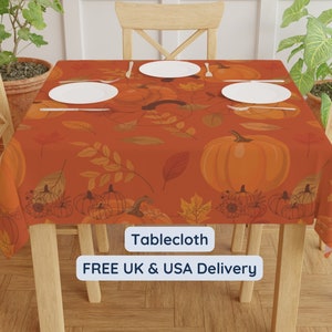 Thanksgiving tablecloth square pumpkin table decor pumpkin outdoor table cover Fall gift Winter table cloth fall leaves table cloth Autumn