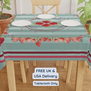 Food lover gift strawberry tablecloth strawberry home decor retro vintage style table decor fruit lover gift strawberry coquette decor