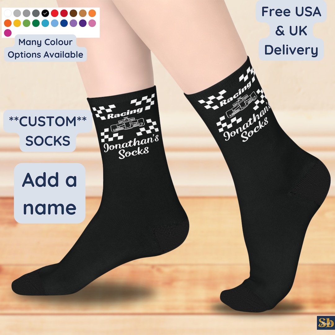 Racecar Socks F1 Personalised Socks With Name Custom Socks Car Etsy