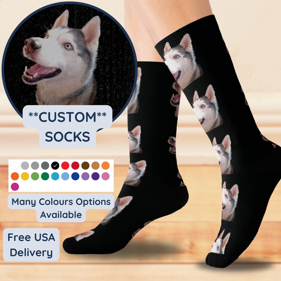 CUSTOM Dog Socks Pet Face Personalized Socks Animal Themed Etsy UK