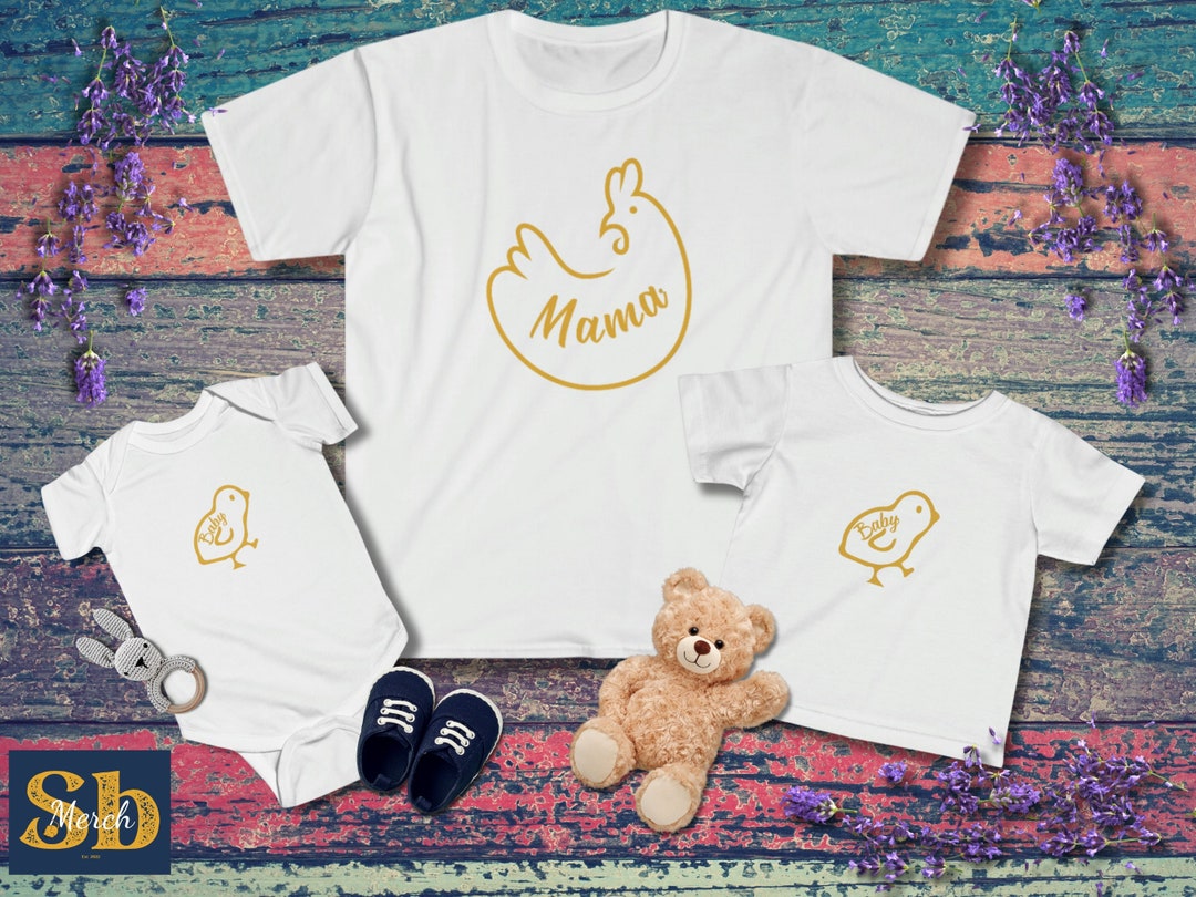 Gallinas Con Ropa Mamá y yo a juego, madre gallina, pollito, trajes, camiseta para niños ...