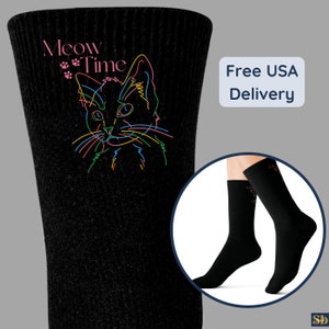 Cat socks men socks cat themed gifts for women animal lovers gifts socks with cats present for cat lover feline fur baby cat dad socks