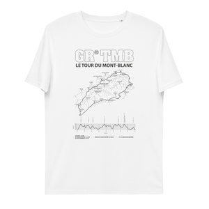 Unisex white organic cotton t-shirt - GR TMB - Tour du Mont-Blanc