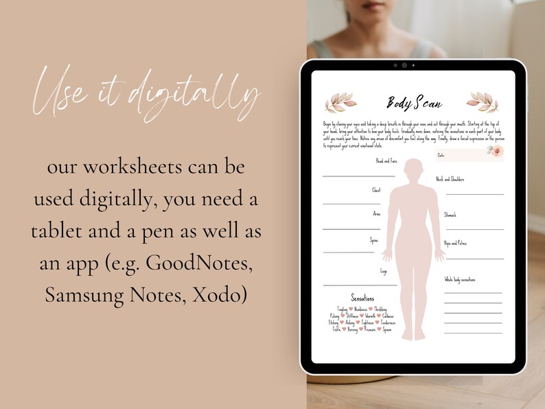 Mindfulness Meditation Worksheet, Body Scan, Develop Self-awareness ...