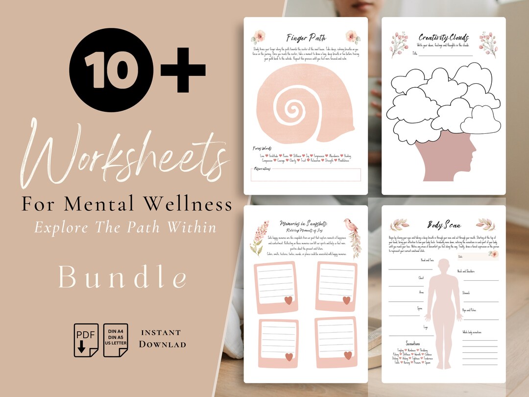 Self Care Worksheets, Digital or Printable PDF Workbook, Wellness ...