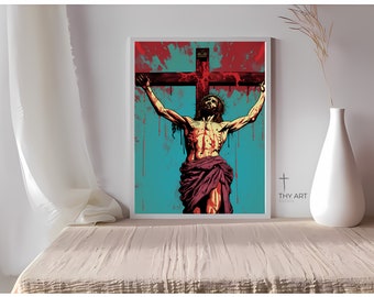 Jesus Crucifixion Pop Art Print, Sacred Fusion (Digital Download)