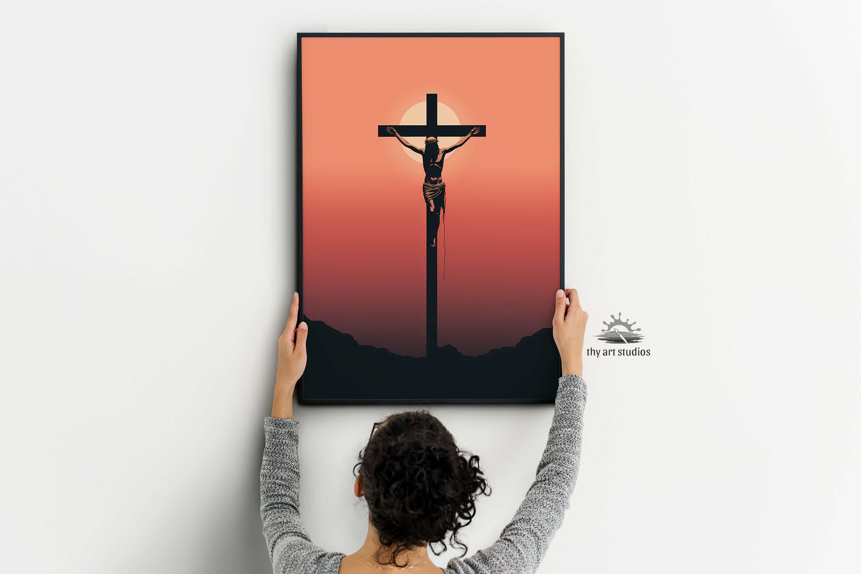 Christ Crucified Painting Minimalist Style Christ's - Etsy