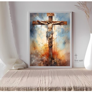 Prince of Peace, Watercolor, Jesus Art, Crucifixion Painting, Paintings of Christ, Jesus on the Cross Painting, Jesus Christ Poster, Christ