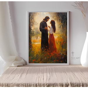 Jesus and Mary Magdalene, Impressionism, Mary of Magdala, Mary and Jesus Painting, Mary Magdalene Meets Jesus, Mary with Jesus Painting