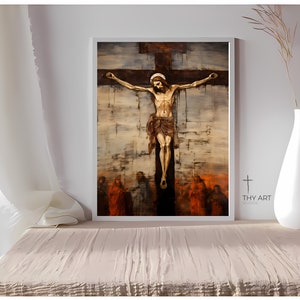 Crucifixion of Jesus Painting, Early Christian Art Style, Crucifixion Art, The Crucifixion of Jesus Christ, Jesus Crucified on the Cross