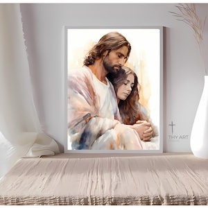 Mary and Jesus, Watercolor, Jesus and Mary Magdalene, Jesus Mary Magdalene, Mary with Jesus, Mary Magdalene Art, Mary Jesus, Jesus Artwork