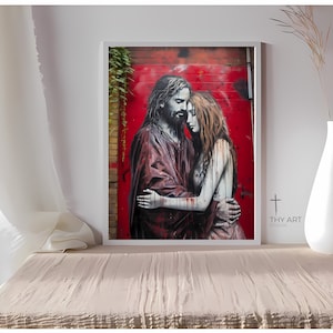 Jesus and Mary Magdalene, Graffiti, Mary of Magdala, Mary Magdalene Artwork, Jesus Mary Painting, Jesus and Mary Art, Christ Mary Magdalene