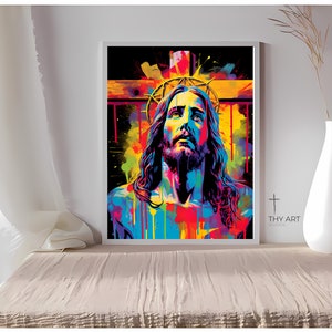 Paintings of Christ, Pop Art Style, Christian Art Print, Catholic Art Painting, Modern Religious Art, Christian Art Prints Online, Jesus Art