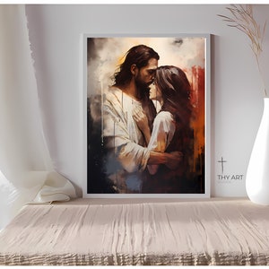 Jesus and Mary Magdalene, Contemporary Christian Art, Mary Magdalene Artwork, Saint Mary Magdalen, Jesus Mary Magdalene, Mary with Jesus Art