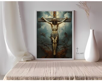 Crucifixion of Jesus Surrealist Art Print (Digital Download)