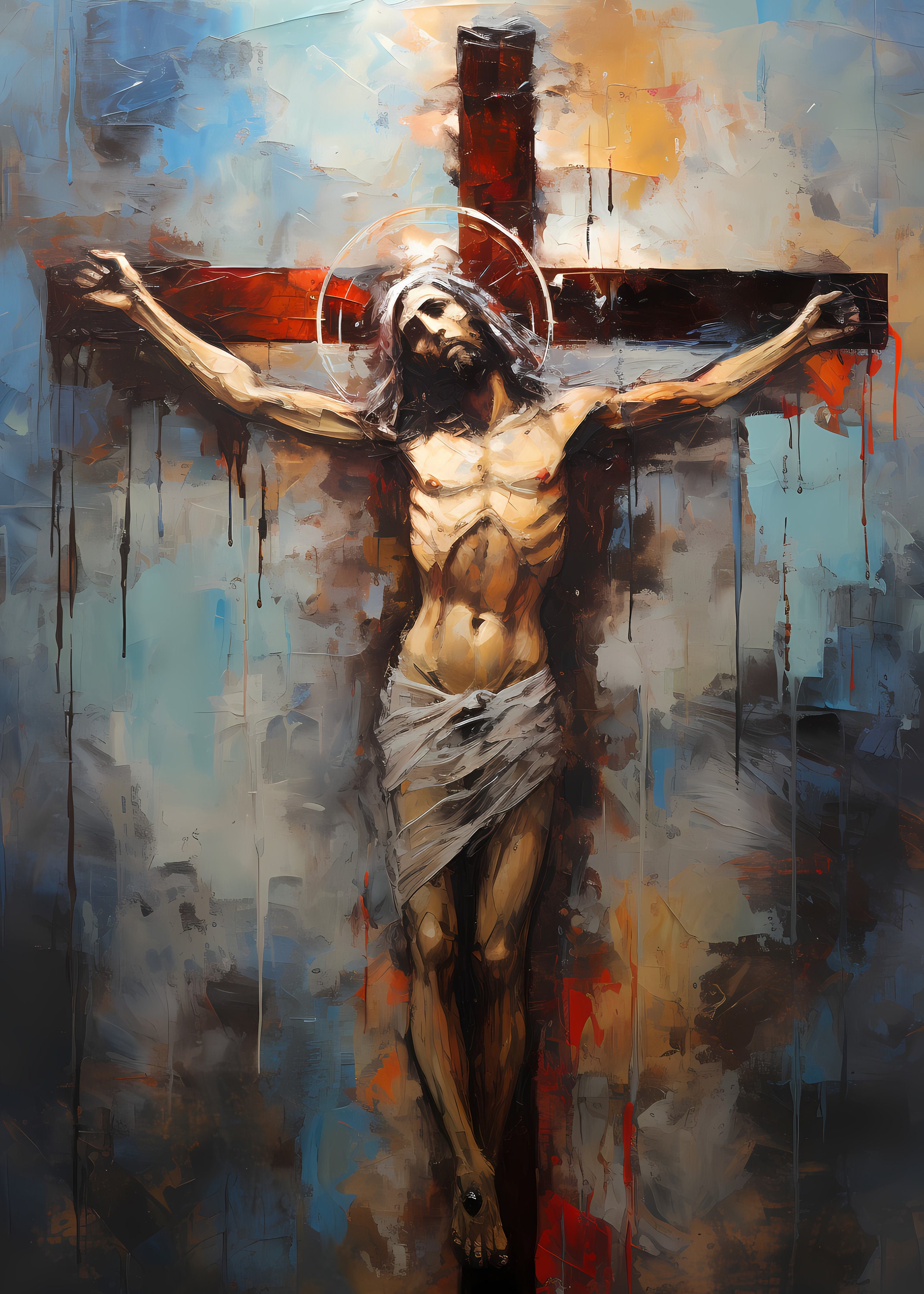 Crucifixion Art Impressionism Style Christ the King Painting - Etsy