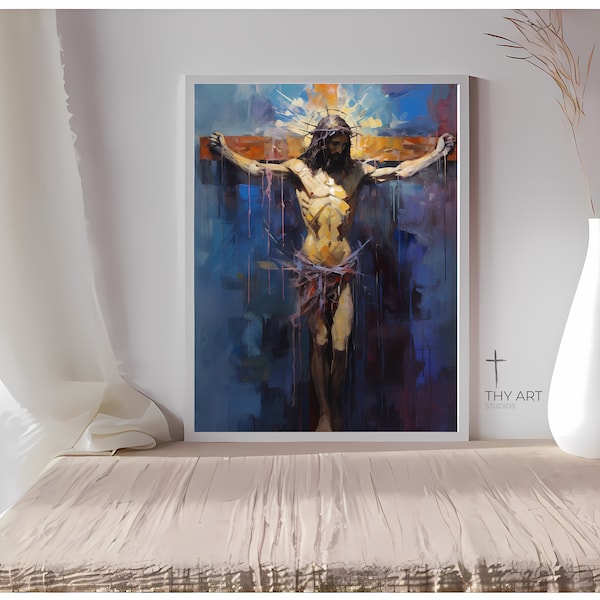The Crucifixion of Christ Painting, Impressionism, Cross, Crucifix, Jesus Dying on Cross, The Death of Jesus, Jesus Crucified on the Cross