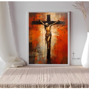 Jesus Crucified on the Cross, Expressionism Painting, Jesus Crucifixion Painting, Christ Crucified Painting, Jesus Crucifixion Art,Jesus Art