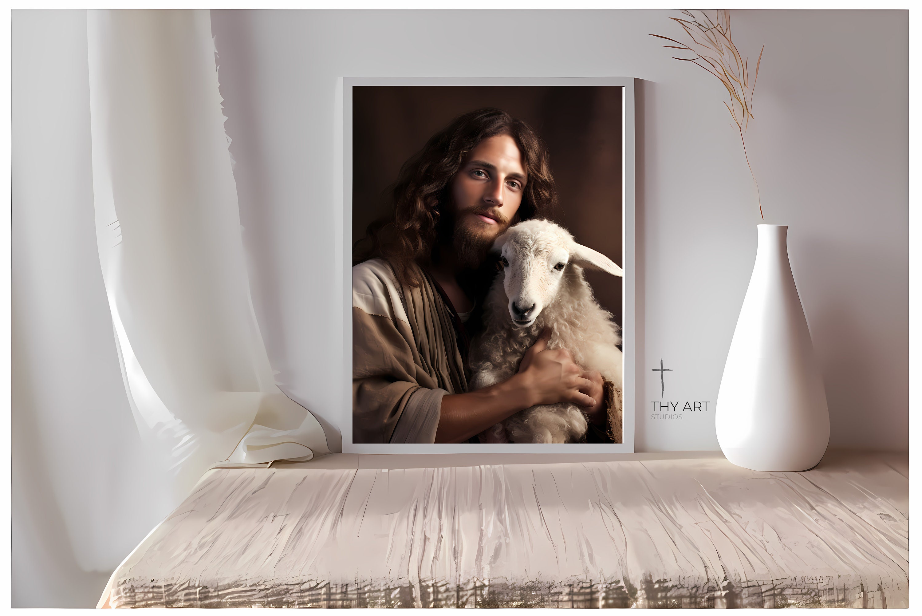 Jesus Holding a Lamb, Realistic Christian Artwork, Passover Lamb, Jesus ...