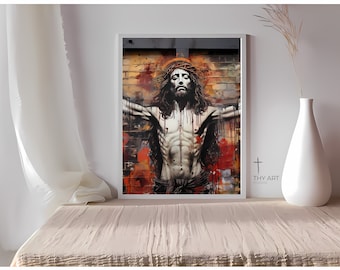 Crucifixion Graffiti Art Print, Jesus Christ, Rebel Redemption (Digital Download)