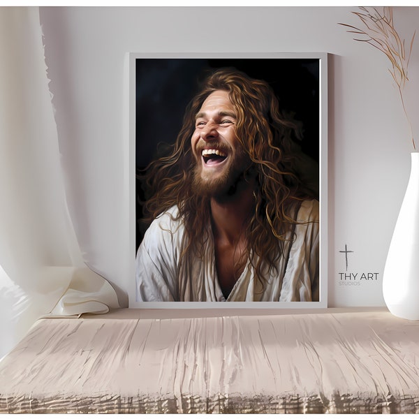 Jesus Smiling, Jesus Canvas Painting, Jesus Modern Art, Religious Pictures of Jesus, Pictures of Lord Jesus Christ, Christian Painting