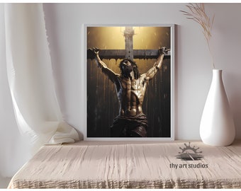 Jesus Christ Crucifixion Art, Perspective Painting (Digital Download)
