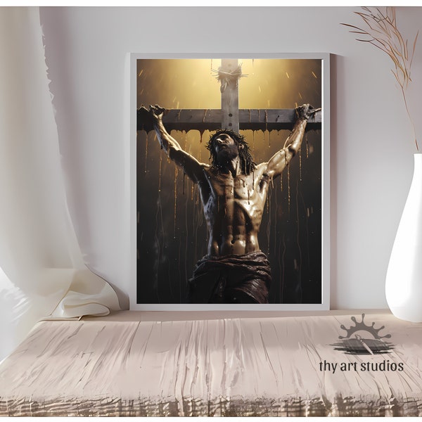 Christ on the Cross Painting, Perspective, Realistic Jesus Painting, Jesus Christ Crucifixion Image, Jesus Modern Art, Christ Crucified