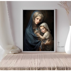 Madonna met kind, Portret, Maria die Jezus vasthoudt, Schilderij Maria die Jezus vasthoudt, Maagd Maria die Jezus vasthoudt, Gezegende Moeder die Jezus vasthoudt, Kunst