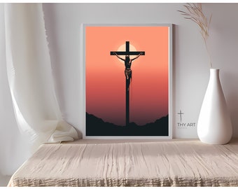 Minimalist Christ Crucifixion Art Print (Digital Download)