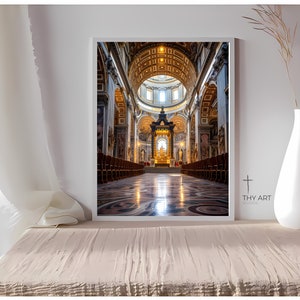 St Peters Basilica, Interior of Saint Peters, Saint Peters Basilica, Old St Peters Basilica, Christian Art, Religious Art, Christian Artwork