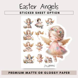 Feuille d'autocollants anges de Pâques ou autocollants découpés Stickers anges de Pâques mignons image 5