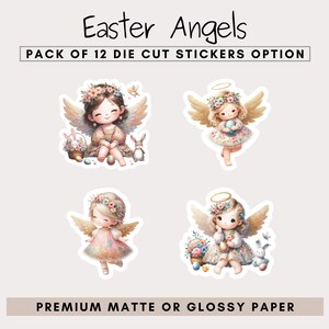 Feuille d'autocollants anges de Pâques ou autocollants découpés Stickers anges de Pâques mignons image 10