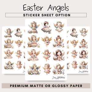Feuille d'autocollants anges de Pâques ou autocollants découpés Stickers anges de Pâques mignons image 6