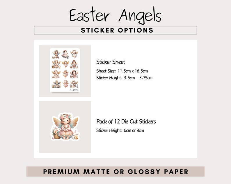 Feuille d'autocollants anges de Pâques ou autocollants découpés Stickers anges de Pâques mignons image 2