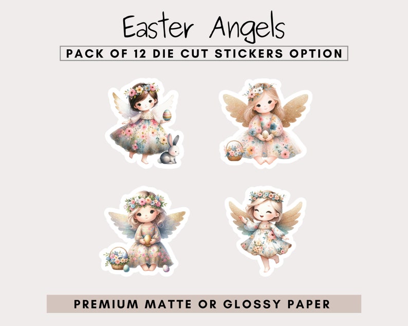 Feuille d'autocollants anges de Pâques ou autocollants découpés Stickers anges de Pâques mignons image 8