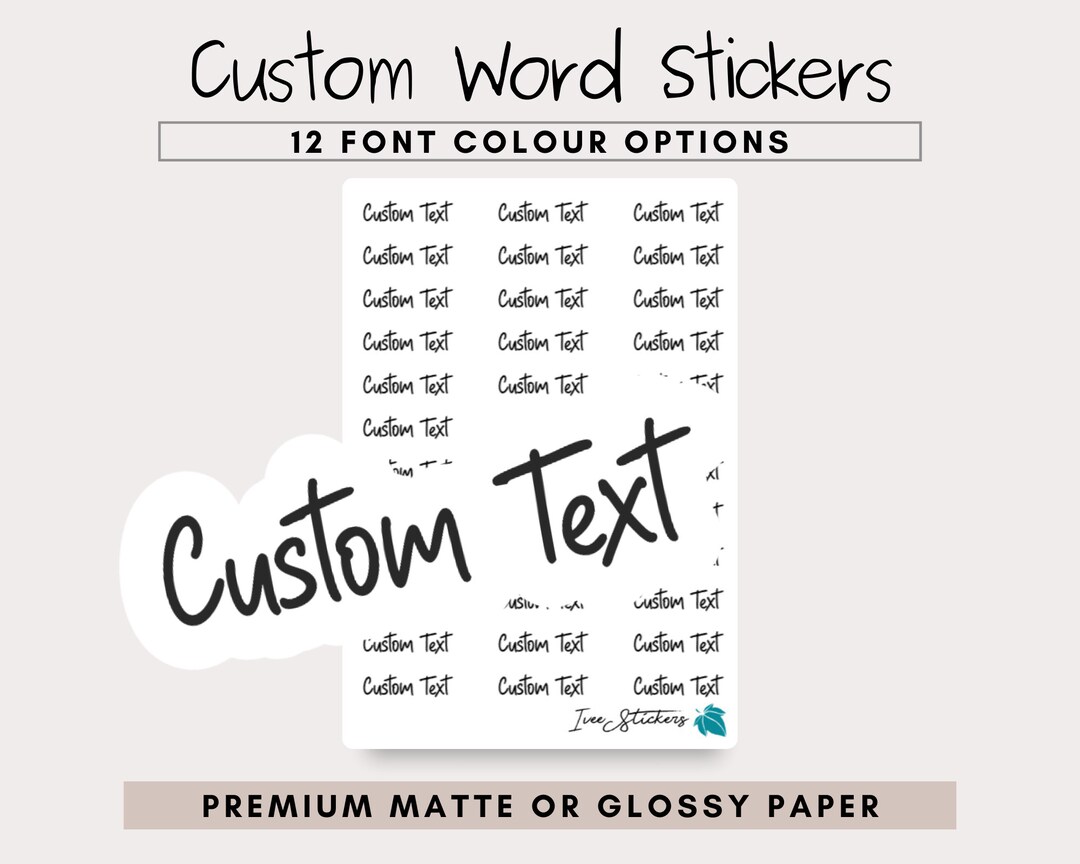 Custom Word Stickers Font 1 Handwritten Script Font - Etsy