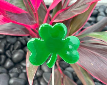 Fused Glass Shamrock Garden Plant Stake | Plant Decorations | Garden Art