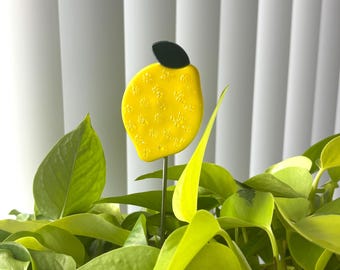Fused Glass Lemon Plant Stake | Plant Decorations | Garden Art