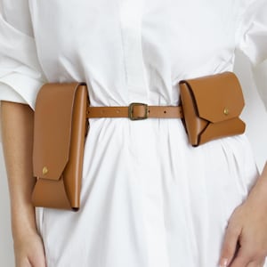 ECHT Leder (NICHT Synthetik / PU / Vegan) Handytasche & Brieftasche mit Gürtel / Braun