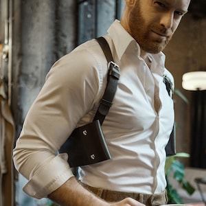Fundas de cuero REAL (NO sintético/PU/vegano) / Bolsas para teléfono y billetera / Riñonera / Alternativa a la riñonera / Marrón oscuro