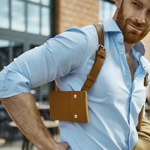 ECHT Leder (NICHT Synthetik / PU / Vegan) Holster / Handy & Brieftasche Beutel / Fanny Pack / Bum Bag Alternative / Braun