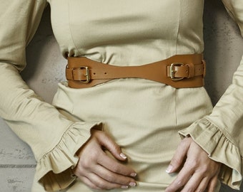 REAL Leather (NOT Synthetic / PU / Vegan) Cropped Belt / Brown