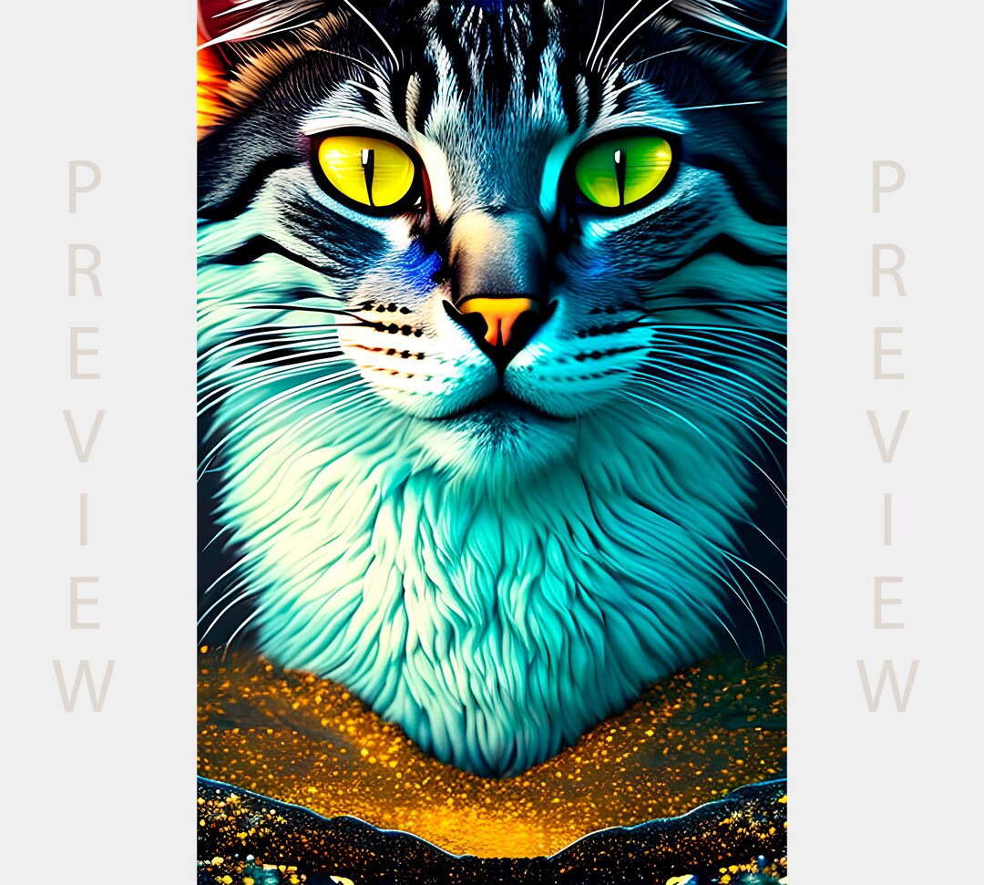 Cat Bieyes Digital Poster Cat Eyes Print Art Vivid Etsy