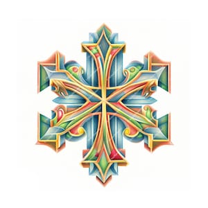 Christian Geometric Cross Clipart - Digital Download - For Printing and more