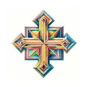 Christian Geometric Cross Clipart - Digital Download - For Printing and more