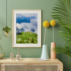 Mountain print | Clouds | Light rays | Sheeps on a mountain |  Landscape Photography | Mountain Wall Art | Austrian view |