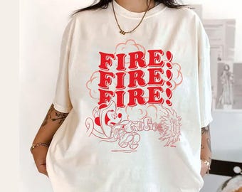 Mickey Mouse Firefighter Comfort Colors Shirt, Vintage Fire Stacked Mickey Graphic T-shirt, Disney Firefighter Tee, Disneyland Family Trip