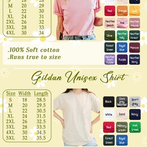 Pu&ograve; includere: L'immagine presenta due modelli di t-shirt: Bella Canvas e Gildan Unisex. La maglietta Bella Canvas &egrave; rosa e la maglietta Gildan &egrave; beige. Sono visualizzate anche tabelle delle taglie e opzioni di colore.