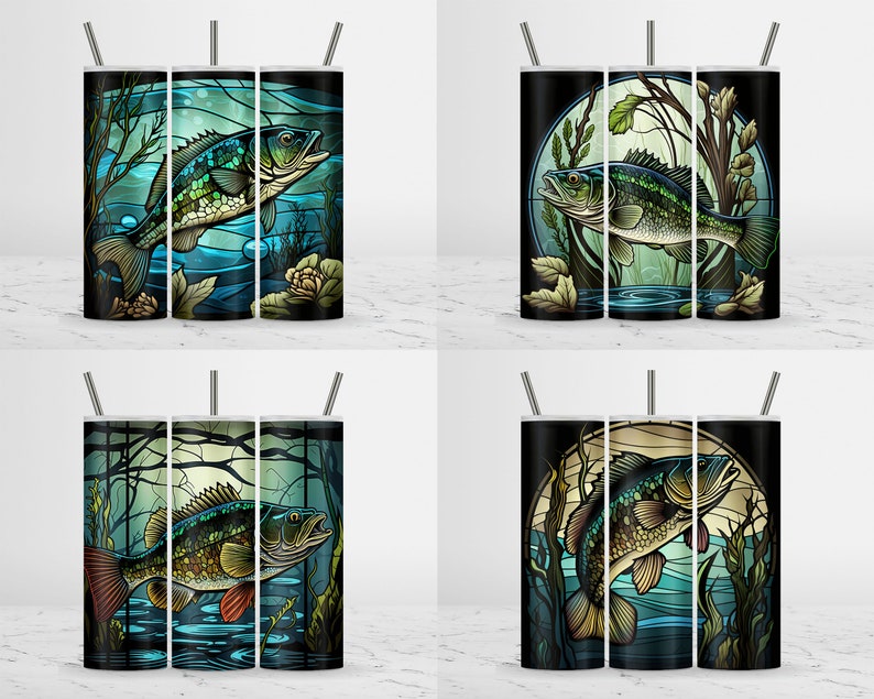 Fish Largemouth Bass Stained Glass Bundle 8 Files Sublimation Etsy