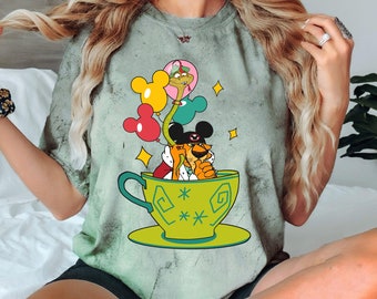 Retro Prince John And Sir Hiss with Mickey Balloon Tea Cup Comfort Color Blast T-shirt, Disney Robin Hood Villains T-shirt, Disneyland Trip